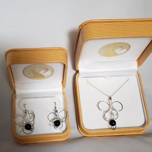 Handmade Sterling, Onyx earrings, necklace NWOT **